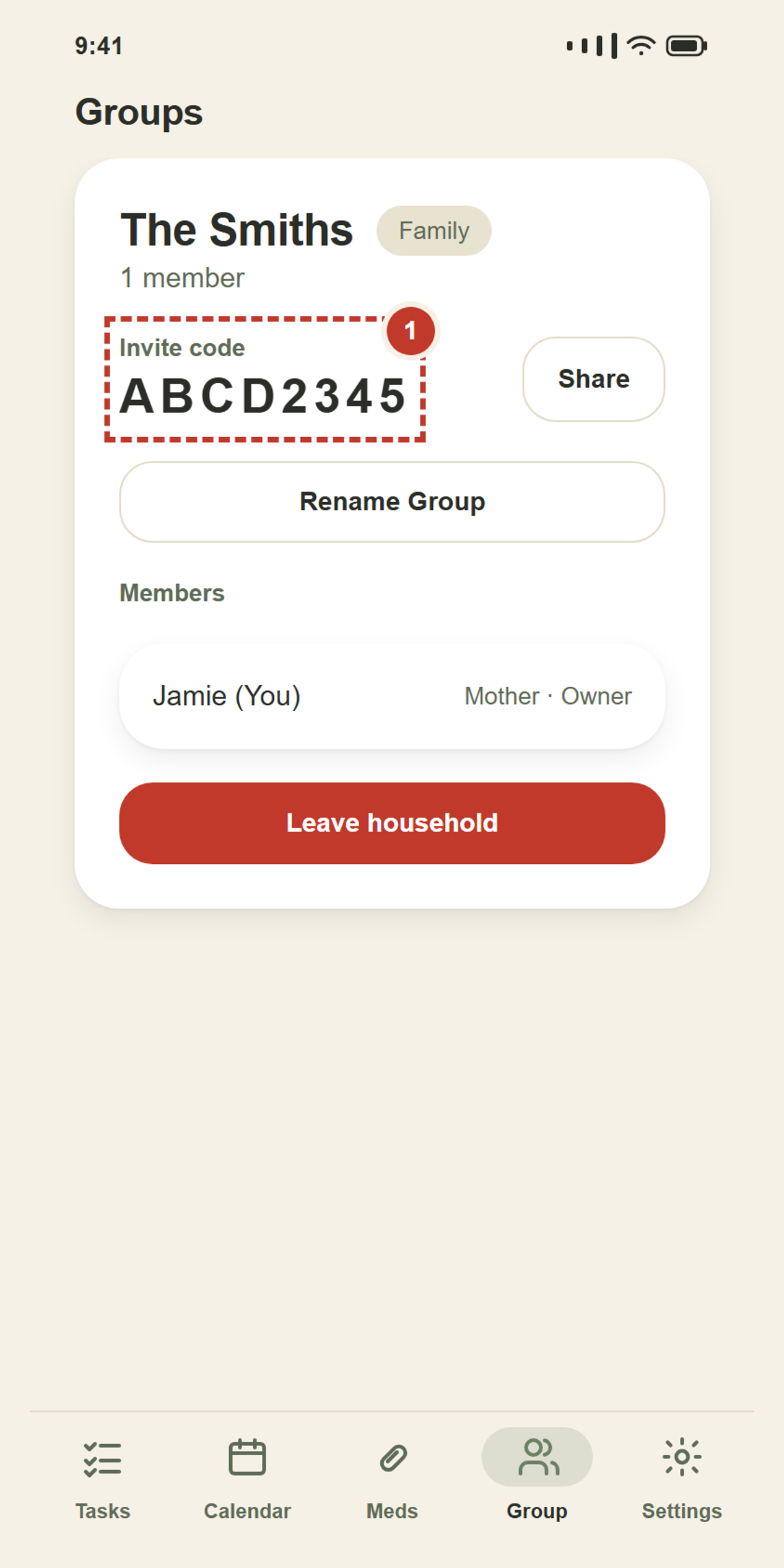 Your group’s invite code.