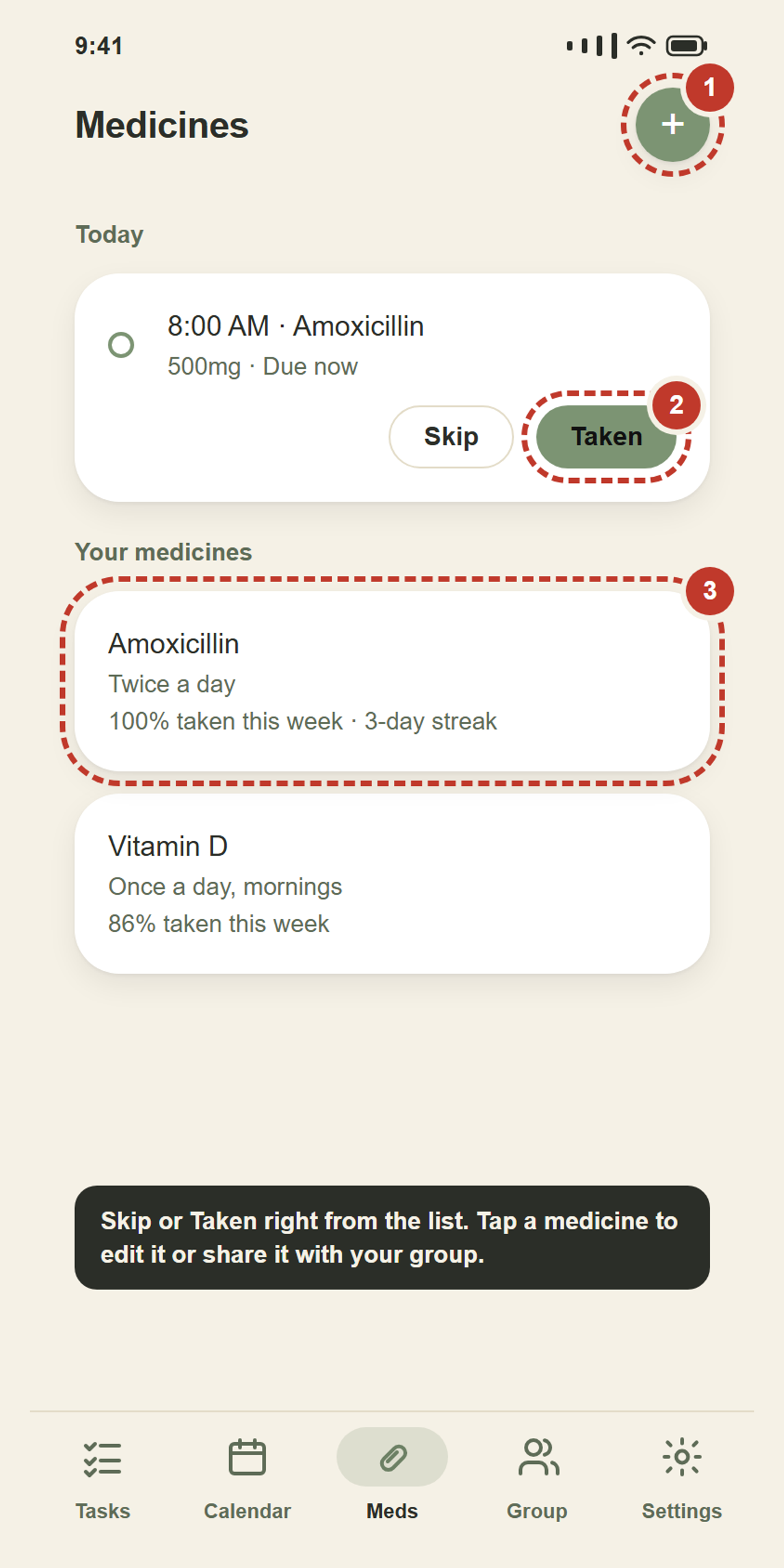 Today’s doses, with Taken and Skip right there.
